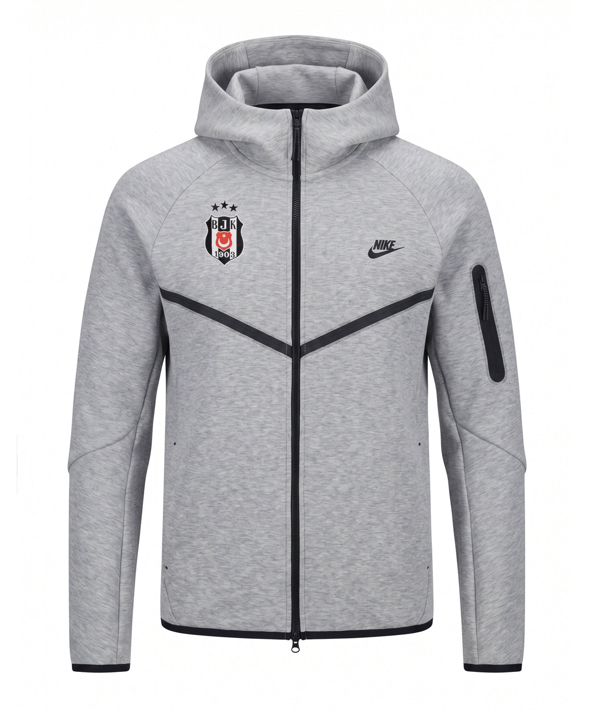 NIKE BEŞİKTAŞ TCH FLC GRIJZE HOODIE MET RITS 26-27 HV0949-063